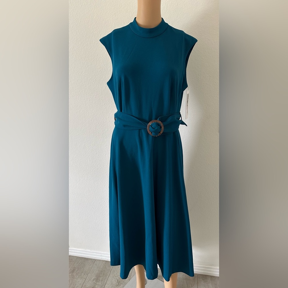 Calvin Klein Blue Sleeveless A-Line Midi Dress
